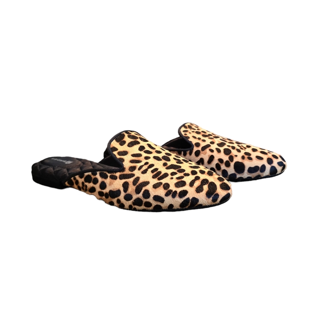 Birdies Leopard Print Mule Slippers in Tan and Black